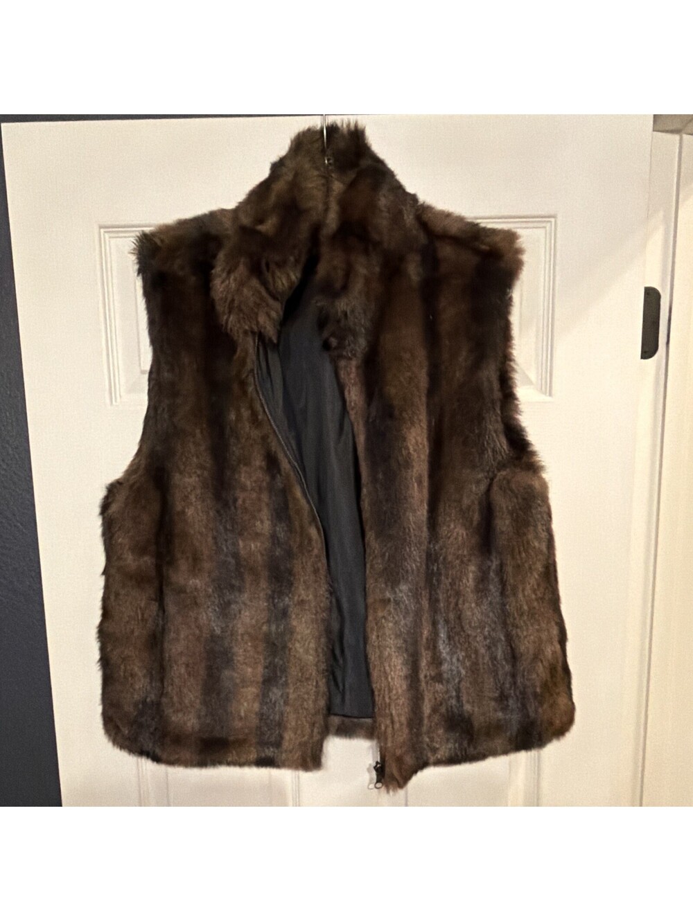 COACO New York Women's Zip-Up Lined Collared Vest Brown/Black Size L